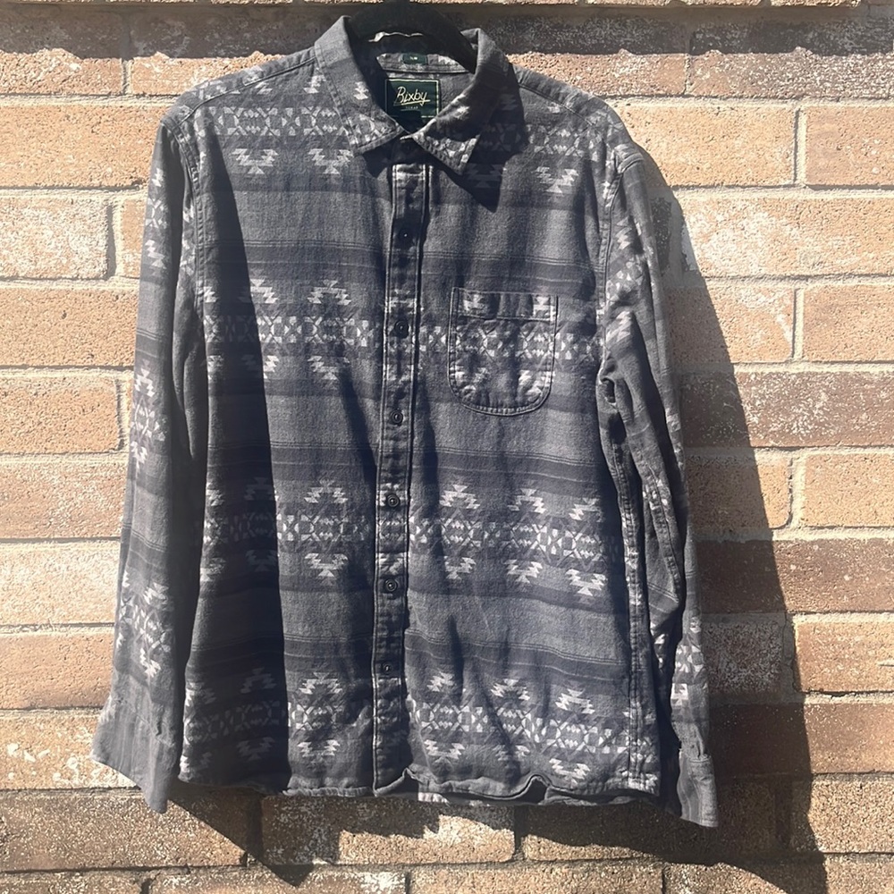 Bixby Aztec Southwest Pattern Grey Flannel Pre-owned Slim Fit Large Retro Style